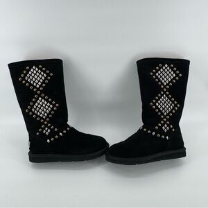 UGG Avondale Black Suede Studded Shearling Boots Sz 7 special edition